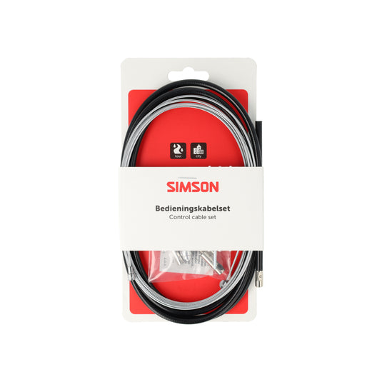 Simson trommelremkabelset compleet universeel rvs - zwart