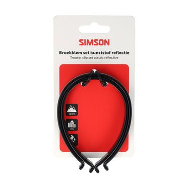 Simson broekklemmen kunststof met reflectie