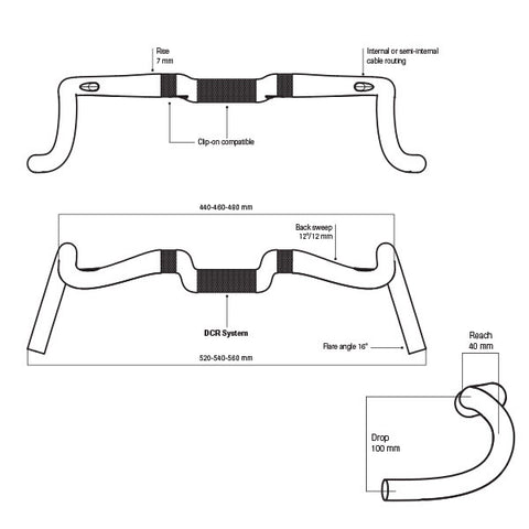 Deda handlebar Gera Gravel 440mm POB 31.7mm carbon