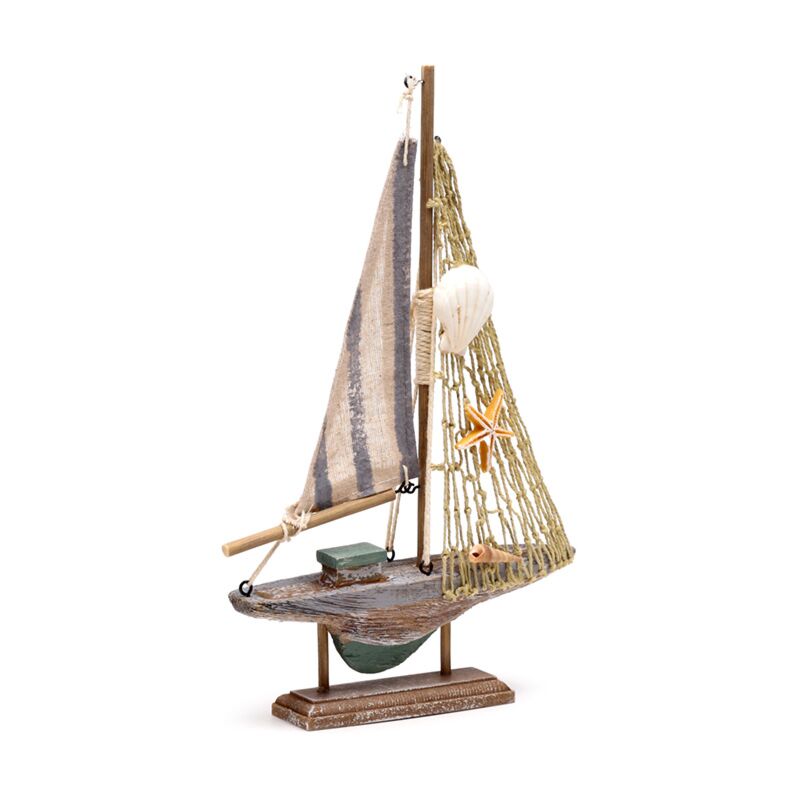 Load image into Gallery viewer, Strandsouvenir - zeilboot gestreept stof

