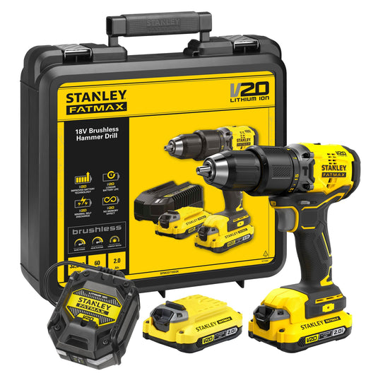 Stanley fatmax sfmcd715d2k v20 18v bl schroefklopboor | 2x 2.0ah - sfmcd715d2k-qw