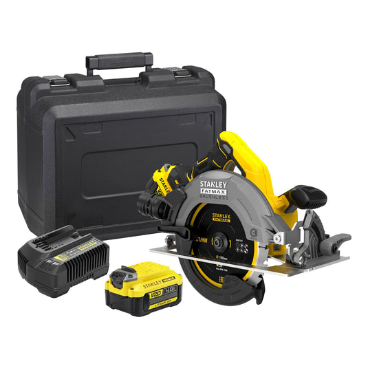 Stanley fatmax sfmcs500m2k v20 18v accu cirkelzaag | 2x 4.0ah accu's + lader | in koffer - sfmcs500m2k-qw