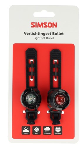 Simson verlichtingsset bullet batterij - zwart