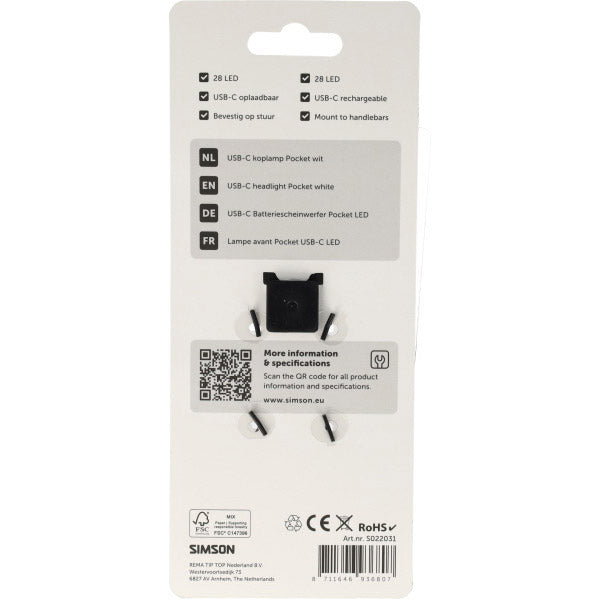 Load image into Gallery viewer, Simson usb-c led lamp pocket wit
