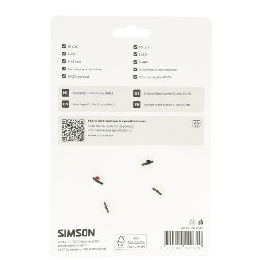 Simson koplamp aurora e-line 60hb
