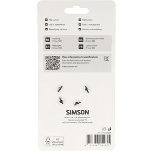 Simson koplamp aurora x-line 400 - usb-c oplaadbaar