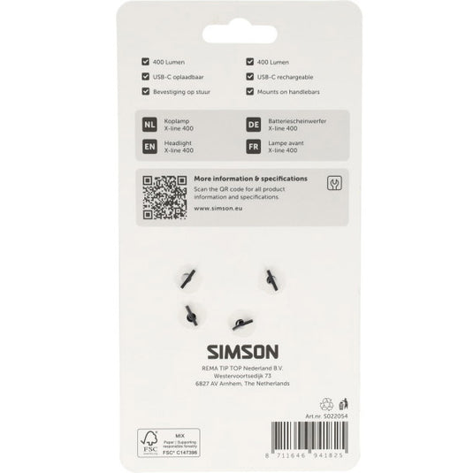 Simson koplamp aurora x-line 400 - usb-c oplaadbaar