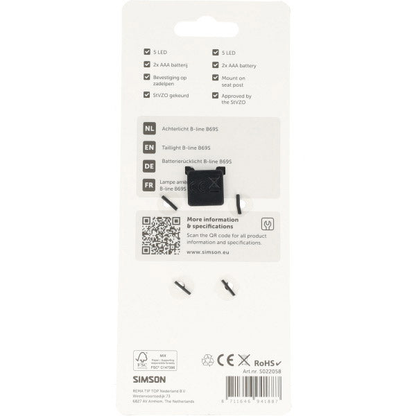 Load image into Gallery viewer, Simson aurora achterlicht b-line b69s
