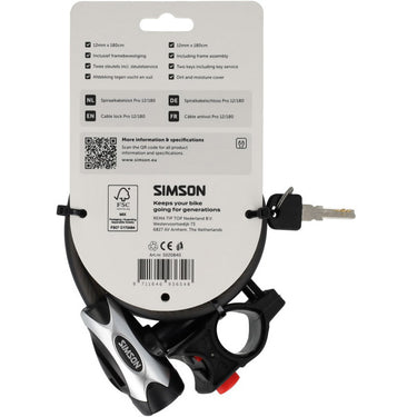 Simson spiraalkabelslot pro size xxl 12mm x 180cm