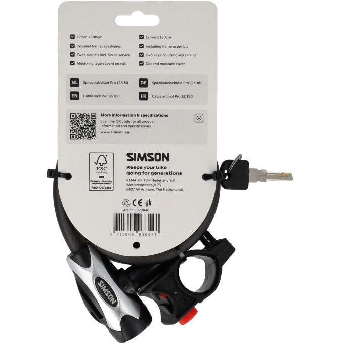 Load image into Gallery viewer, Simson spiraalkabelslot pro size xxl 12mm x 180cm
