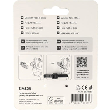 Simson remblokken magura e-bike
