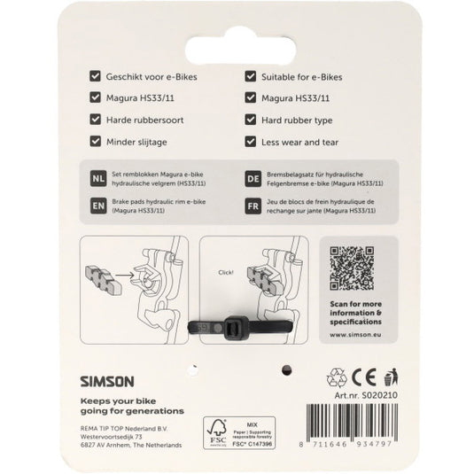 Simson remblokken magura e-bike