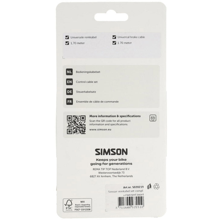 Load image into Gallery viewer, Simson remkabelset compleet universeel zwart
