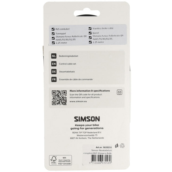 Load image into Gallery viewer, Simson remkabelset compleet rvs shimano rollerbrake zwart
