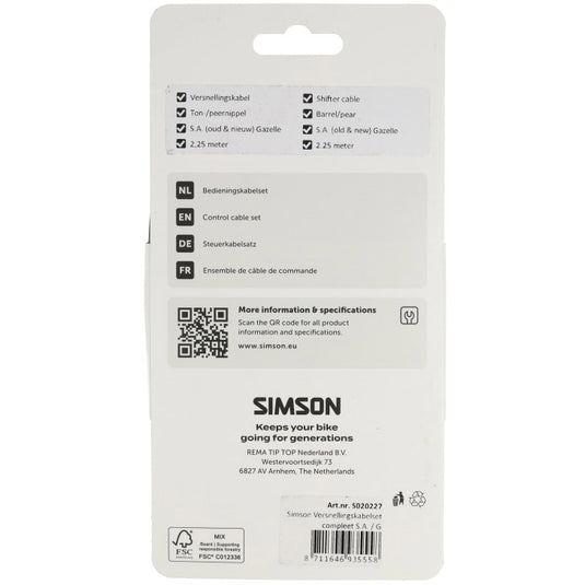 Simson versnellingskabelset compleet s.a. gazelle zwart
