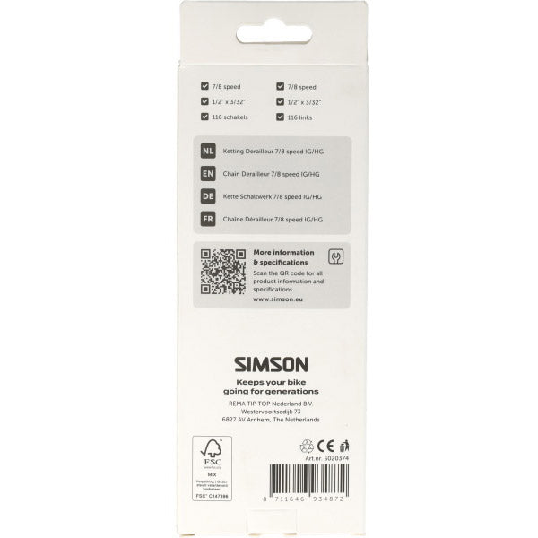 Load image into Gallery viewer, Simson ketting derailleur 7 8v hg

