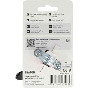 Simson bel dingdong medium chroom 60mm