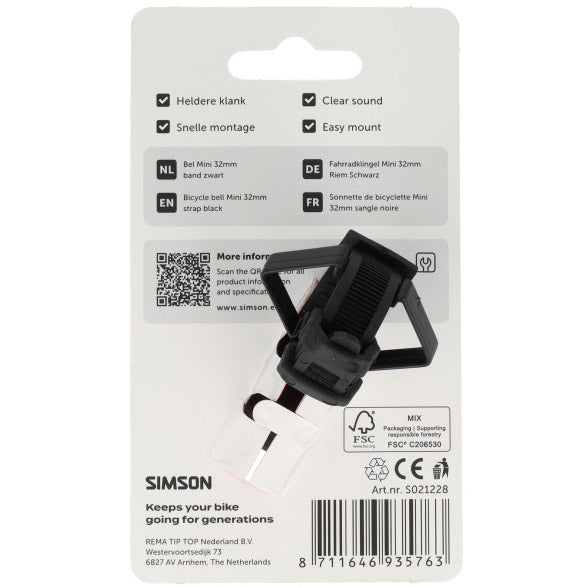 Load image into Gallery viewer, Simson bel mini 32mm flex-band bevestiging zwart
