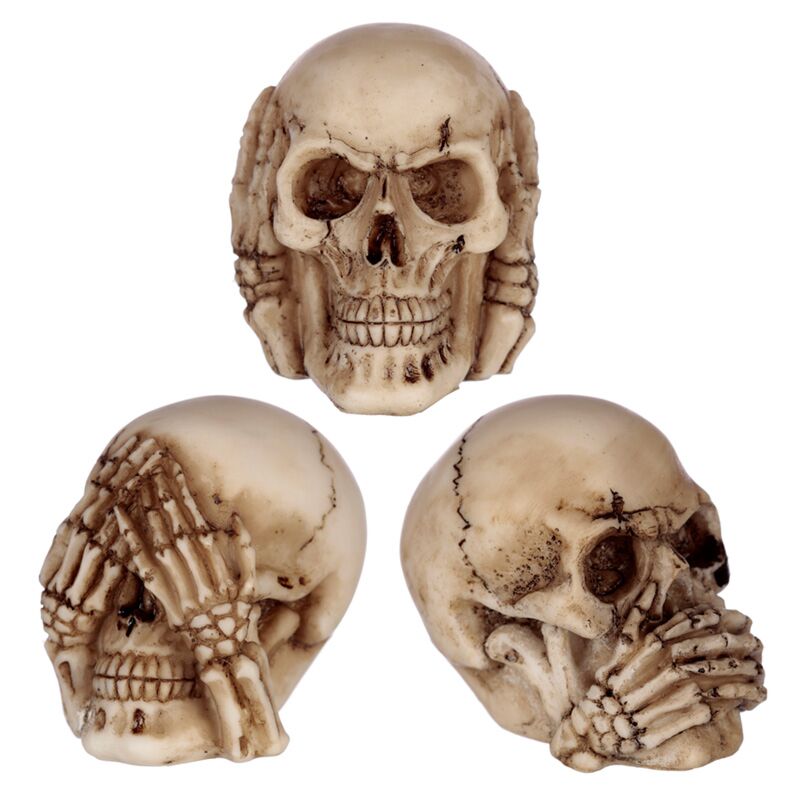Load image into Gallery viewer, Set van 3 horen zien zwijgen schedels small woonaccessoire
