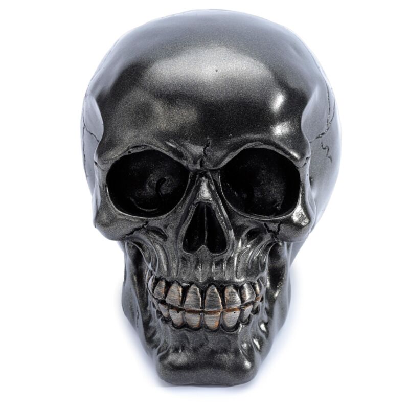 Load image into Gallery viewer, Metallic zwarte schedel woonaccessoire
