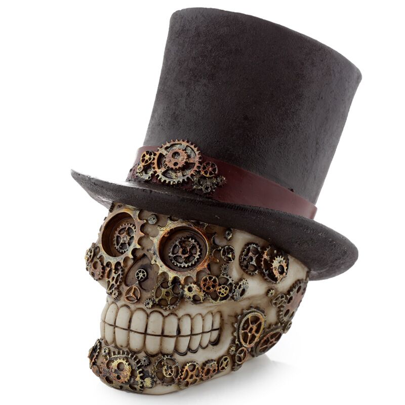 Load image into Gallery viewer, Steam punk stijl schedel met hoge hoed woonaccessoire
