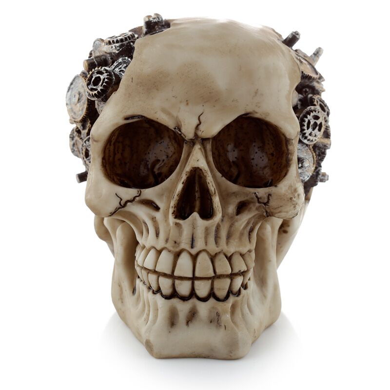 Load image into Gallery viewer, Steam punk stijl schedel met tandwielen woonaccessoire
