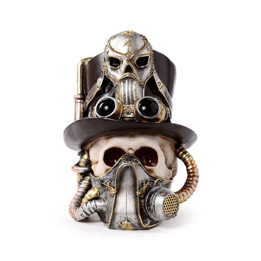 Steampunk schedel met gasmasker hoge hoed