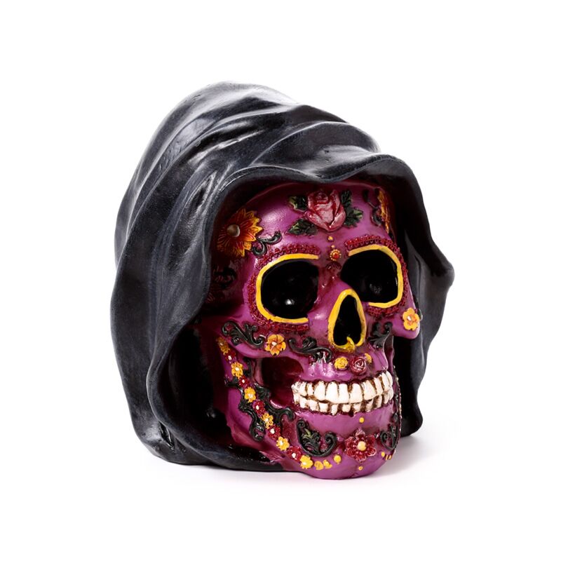 Load image into Gallery viewer, Day of the dead paarse schedel met kap
