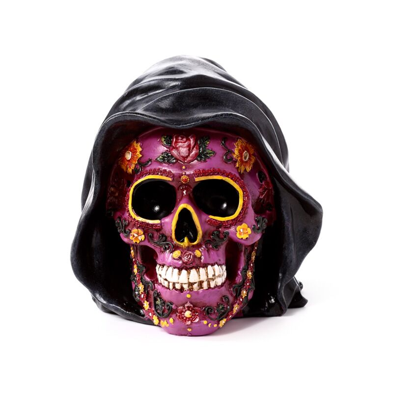 Load image into Gallery viewer, Day of the dead paarse schedel met kap
