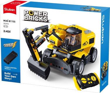 Sluban powerbricks e7 graafmachine op wielen rc graafvoertuig bouwspeelgoed – constructiespeelgoed – bouwdoos met 353 bouwstenen – m38-b1155 vanaf 8 jaar