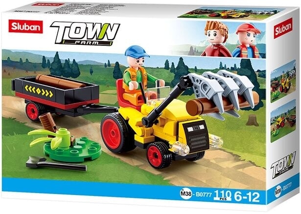 Load image into Gallery viewer, Sluban farm tractor met boomstammen (m38-b0777)
