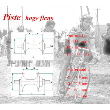 Miche naafset pista v + a 28g met hoge-flens zilver