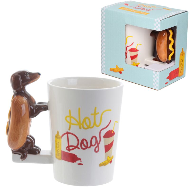 Load image into Gallery viewer, Worstenhond hot dog - gevormd handvat keramiek mok
