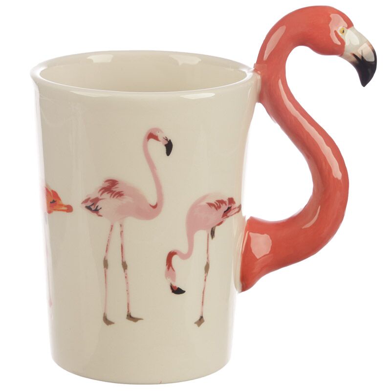 Load image into Gallery viewer, Flamingo roze - gevormd handvat keramiek mok
