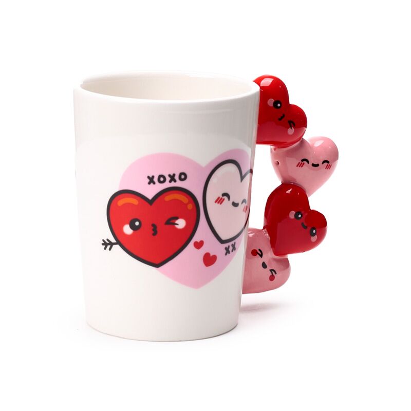 Load image into Gallery viewer, J'adoramals heart xoxo gevormd handvat keramiek mok
