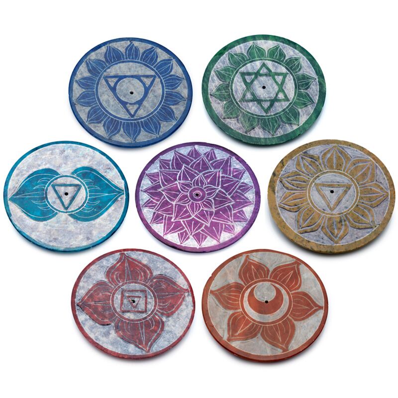 Load image into Gallery viewer, Zeepsteen chakra ronde wierookhouder
