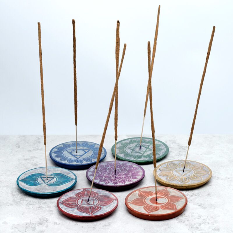 Load image into Gallery viewer, Zeepsteen chakra ronde wierookhouder
