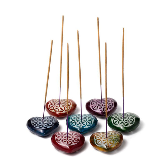 Zeepsteen chakra hart flower of life wierookstokjes houder