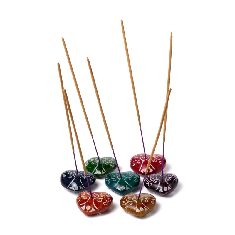 Afbeelding laden in galerijviewer, Zeepsteen chakra hart tree of life wierookstokjes houder
