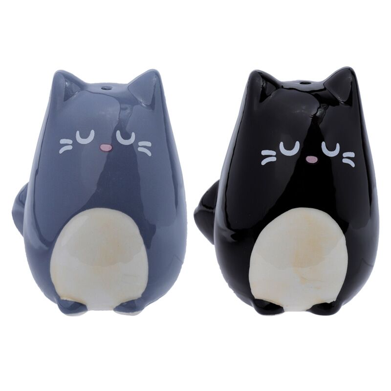 Load image into Gallery viewer, Feline fine kat peper- en zoutstel zwart grijs
