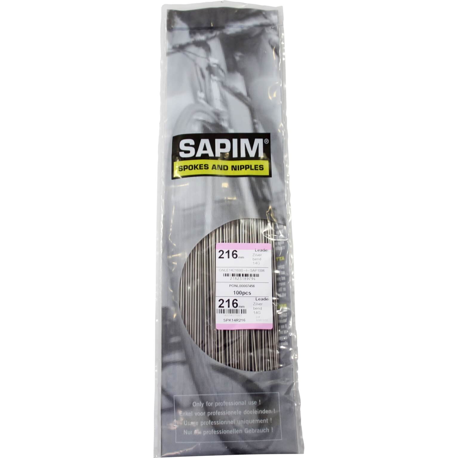 Sapim spaak Leader 14-216 RVS z nippel (1 stuk)