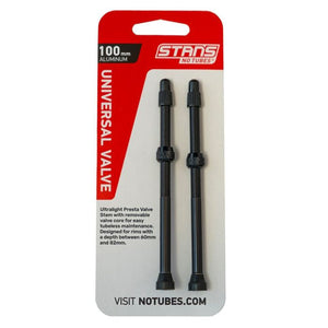 Stans stan's valve stem aluminium (pair) - universal, presta - black - 100mm