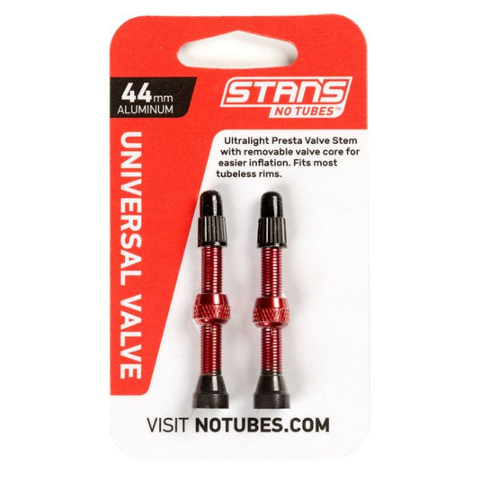 Stans stan's valve stem aluminium (pair) - universal, presta - red - 44mm