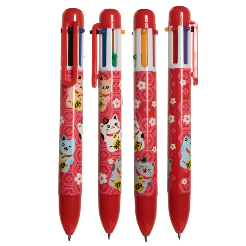 Load image into Gallery viewer, Maneki neko gelukskat meerkleurige pen (6 kleuren)

