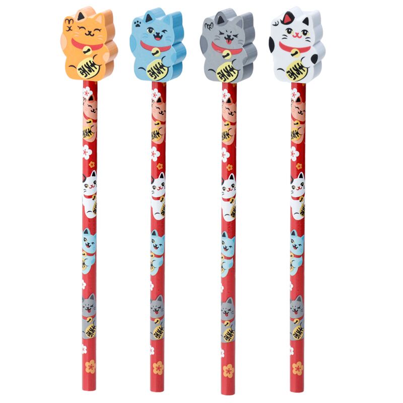 Load image into Gallery viewer, Maneki neko gelukskat - gum potlood
