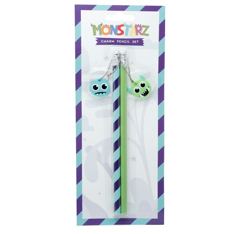 Load image into Gallery viewer, Set van 2 pvc bedeltjes potlood - monstarz monster
