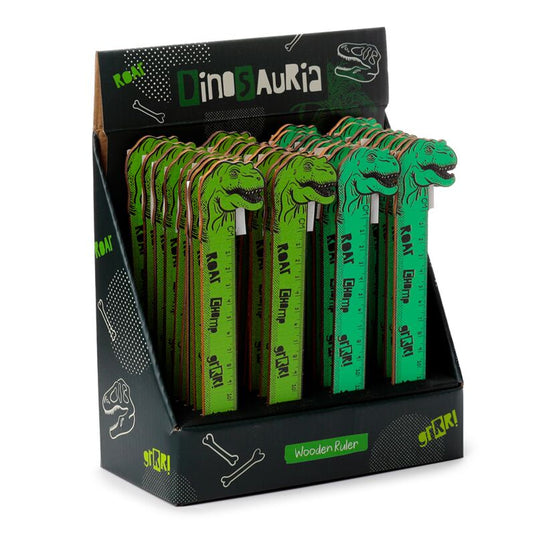 Dinosauria shaped top wooden ruler (15cm)