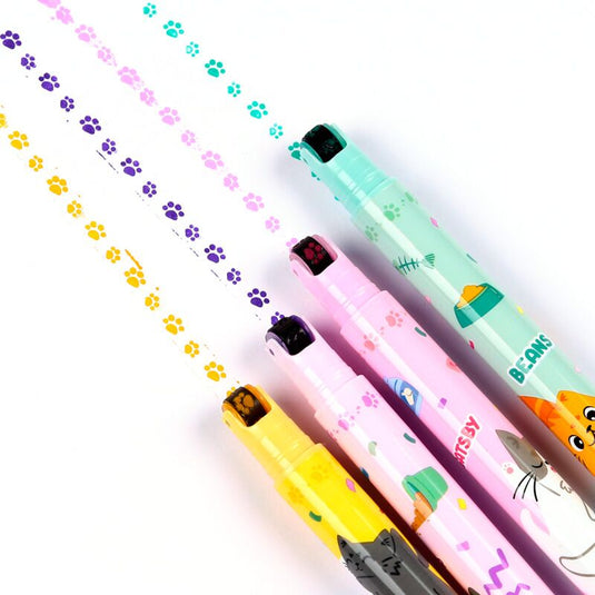Beans co katten 2-in-1 highlighter stempelwiel pen