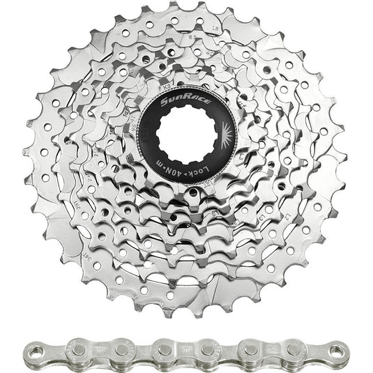 Spanninga sunrace combipack csm66 8v 11-32t met ketting cnm84