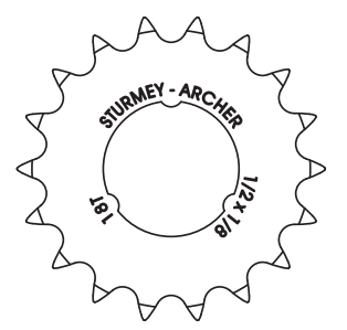 Sturmeyarcher tandwiel sturmey archer 18t - 1 8 vlak model - chroom